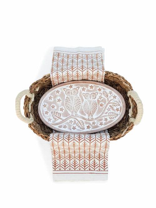 Bread Warmer & Basket Gift Set with Tea Towel - Owl Oval - Big J's Showstoppin' Store